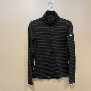 NIKE PRO Black and White Striped Women’s DRI-FIT Quarter-Zip Pull Over